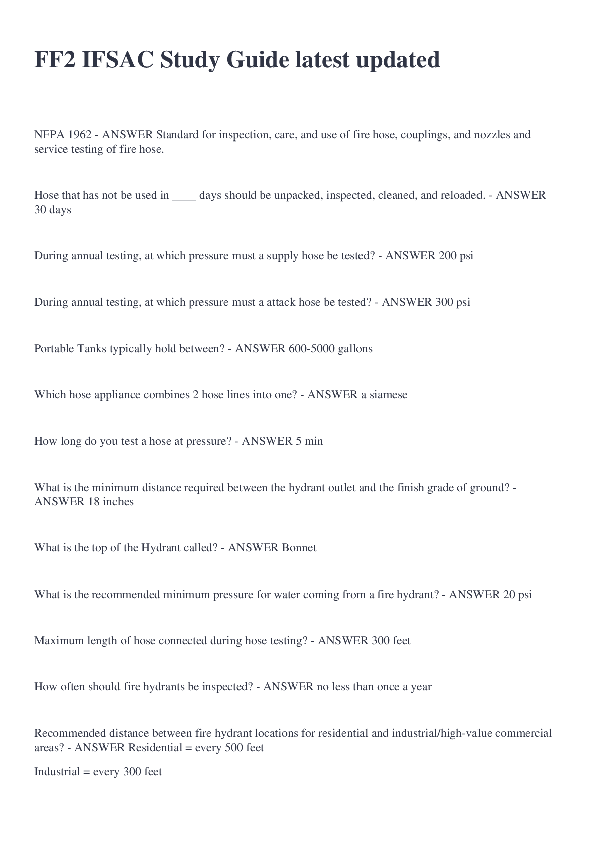 Preview image for FF2 IFSAC Study Guide latest updated